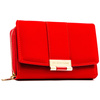 Damen-Geldbörse aus Öko-Leder in Rot, querformatig mit Druckknopf – Peterson