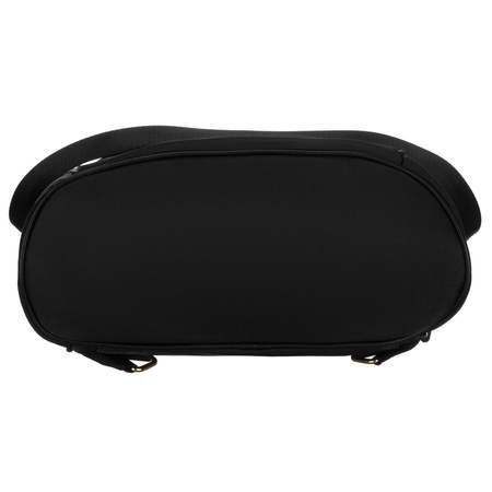 Schwarzer Damen-Rucksack aus Nylon und Öko-Leder, aufgehängt an verstellbaren Trägern - Peterson