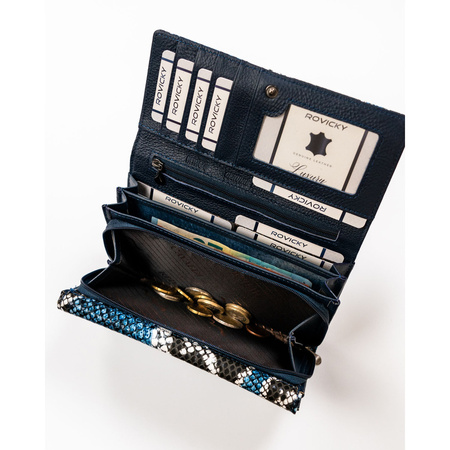 Horizontale Damen Geldbörse aus echtem und Öko-Leder mit Schlangenprägung – 4U Cavaldi