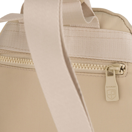 Kleiner Damen-Rucksack aus Polyester in Ecru, ein Hauptfach – Peterson