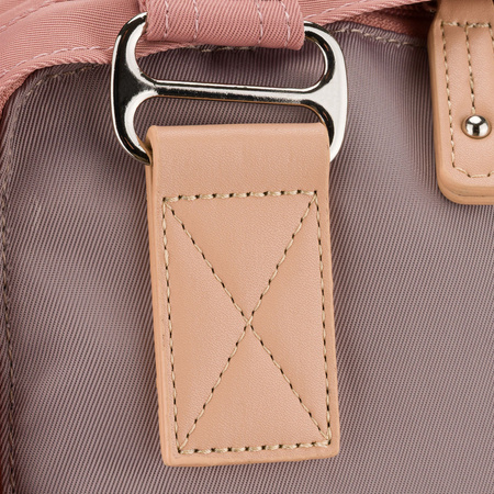 Rosa-grauer Damenrucksack aus Polyester und Öko-Leder, mit einem Fach - Peterson