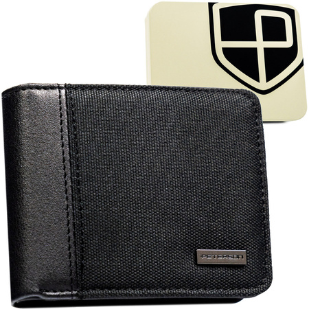 Kompakte schwarze Herren Geldbörse aus Öko-Leder – Peterson