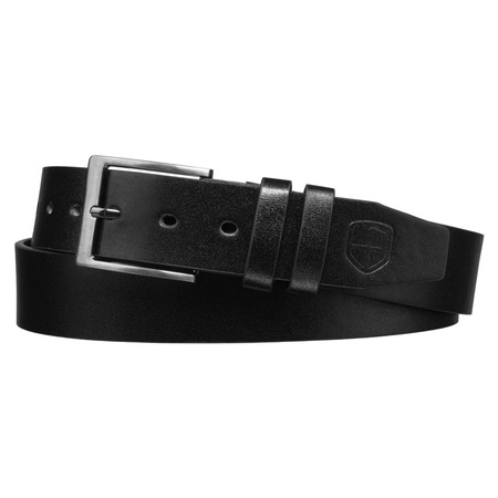 Herren-Gürtel aus Öko-Leder in Schwarz mit traditioneller silberner Schnalle - Peterson