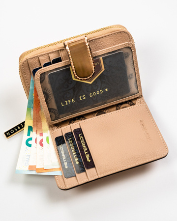 Kleine Damen Geldbörse in Gold aus echtem Leder mit Fotofach – Peterson