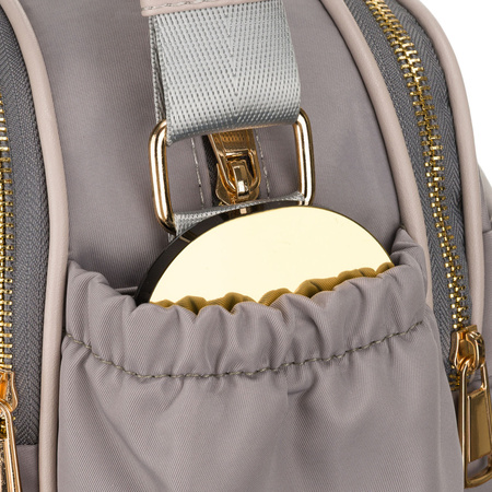 Nylon-Damen-Umhängetasche in Grau, mit Reißverschluss und Magnetclip verschließbar - Peterson