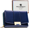 Damen-Geldbörse aus Öko-Leder, horizontal, dunkelblau, mit Druckknopfverschluss – Peterson