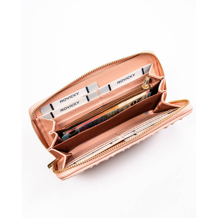 Große Damen Geldbörse in Rosa mit Faltenstruktur aus Öko-Leder – Rovicky