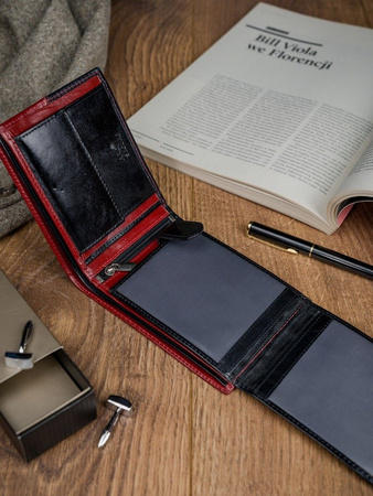 Horizontale zweifarbige Herren Geldbörse aus Echtleder – Rovicky