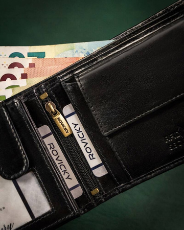 Große Herren Geldbörse aus Leder mit Druckknopf – Rovicky