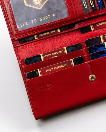 Große Damen Geldbörse aus Leder mit Bügel- und Druckknopfverschluss – Peterson