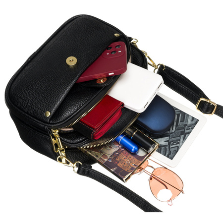 Schwarze Damen Tasche und Bauchtasche mit Gurt – Rovicky