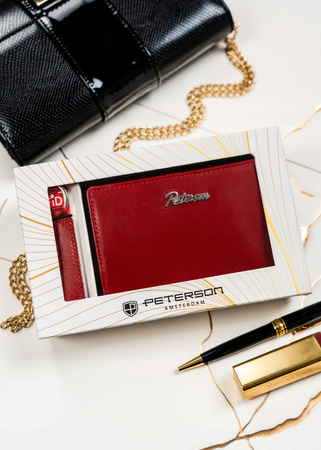 Geschenkset: Leder Geldbörse mit Reißverschluss und Schlüsselanhänger – Peterson