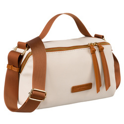 Damen Umhängetasche aus Nylon und Öko-Leder in Beige-Braun – Peterson