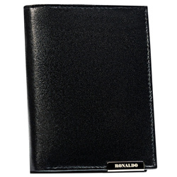 Vertikale Herren Geldbörse aus schwarzem Leder ohne äußeren Verschluss – Ronaldo