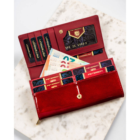 Damen-Geldbörse aus Leder mit Klappe in Rot – Peterson