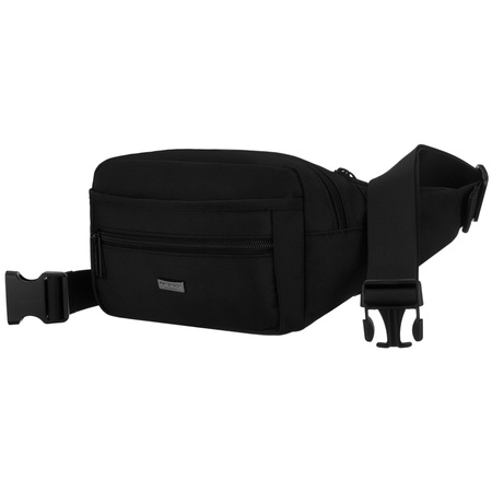 Schwarze Herren-Bauschtasche ein Fach mit drei zusätzlichen Taschen - Peterson