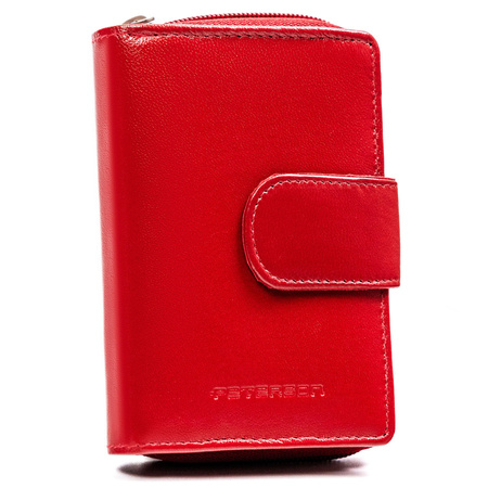 Damen Geldbörse aus echtem Leder mit Druckknopf und Reißverschluss – Peterson