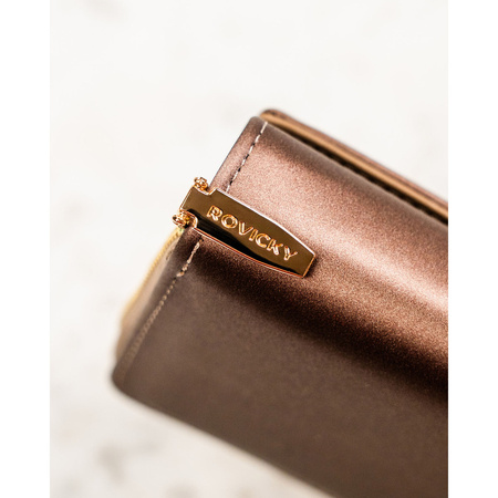 Beige Damen-Geldbörse aus Öko-Leder mit Druckknopfverschluss - Rovicky