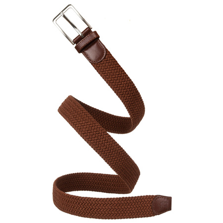 Hellbrauner, geflochtener Textilgürtel mit klassischer silberner Schnalle – Rovicky