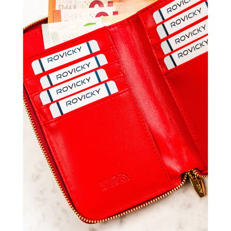 Roter Damen-Geldbörse mit Reißverschluss aus Öko-Leder – Rovicky