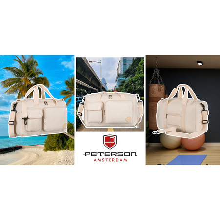 Sport-Reisetasche aus Polyester in Beige, mit zwei Fächern – Peterson