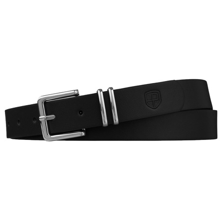 Schwarzer, schmaler Damen-Gürtel aus Öko-Leder mit silberner Schnalle - Peterson