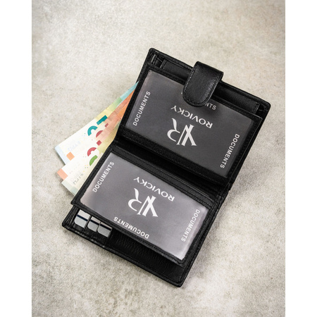 Schwarze Herren-Geldbörse aus Leder mit Führerscheinfach und RFID-Schutz – Rovicky