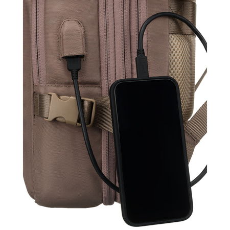 Beiger Reise-Rucksack aus Cordura mit USB-Anschluss – Peterson