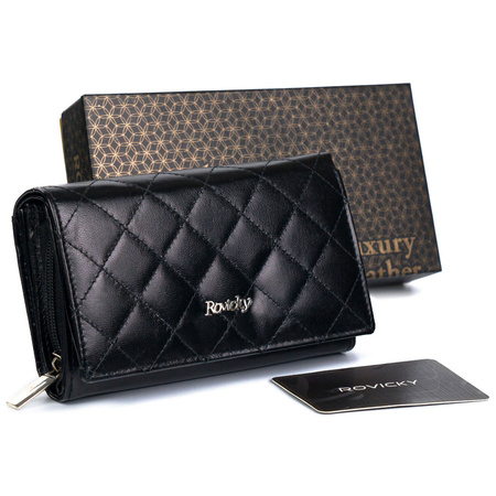 Elegante Damen Geldbörse aus gestepptem Echtleder – Rovicky