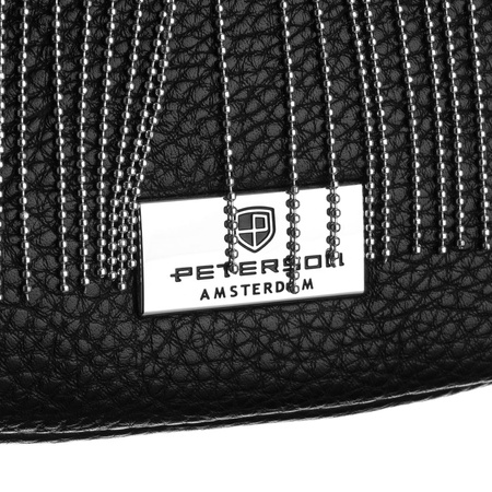 Stilvolle schwarze Damen-Gürteltasche aus Öko-Leder – Peterson