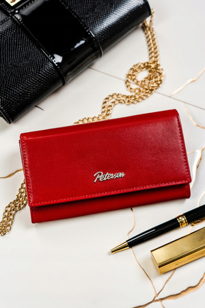 Geschenkset: große Leder Geldbörse mit Druckknopf und Schlüsselanhänger – Peterson