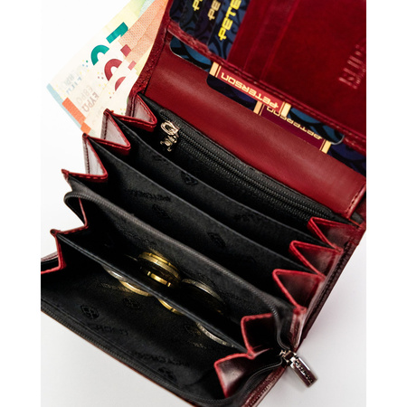 Elegante kompakte Damen Geldbörse rot aus Leder – Peterson