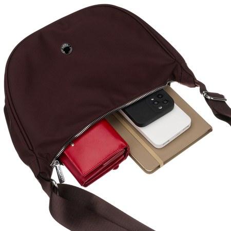 Damen-Umhängetasche aus Polyester in Bordeaux, ein Hauptfach mit Außenfach – Peterson