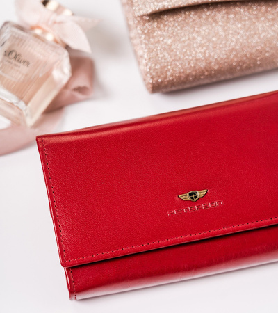 Damen Geldbörse aus Leder mit Außentasche – Peterson