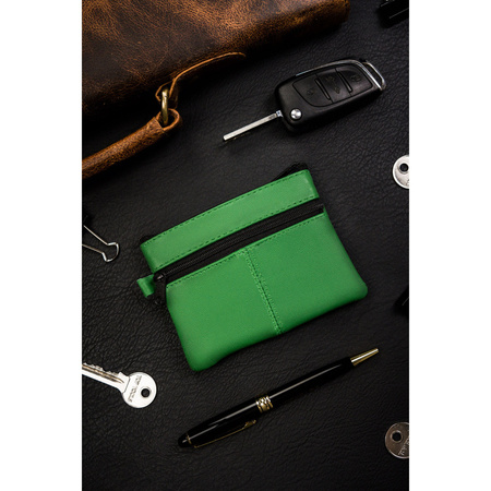 Dunkelgrünes Leder Schlüsseletui