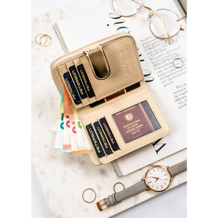 Elegante, kleine Damen Geldbörse in Gold aus echtem Leder – Peterson