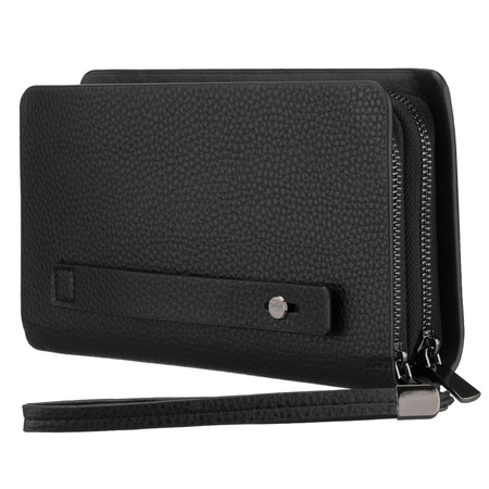 Herren-Handgelenktasche aus Öko-Leder in Schwarz – Rovicky