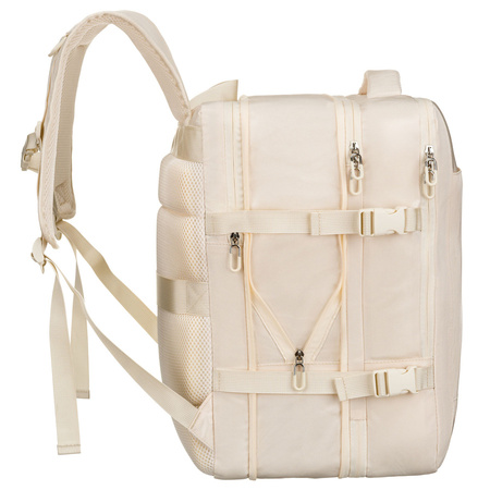 Praktischer Reise-Rucksack in Ecru, ausgestattet mit einem Netzfach und Kompressionsriemen – Peterson