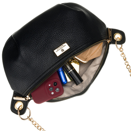 Damen-Gürteltasche aus Öko-Leder in Schwarz, ein Hauptfach – Peterson