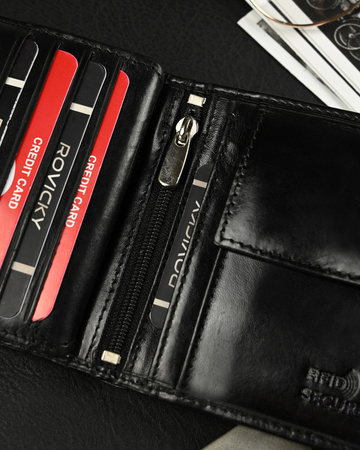 Zusammenklappbare, horizontale Herren Geldbörse aus glänzendem Leder – Ronaldo