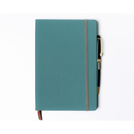 Grünes Notizbuch im Hardcover-Format A5, liniert, mit Stiftschlaufe – Peterson