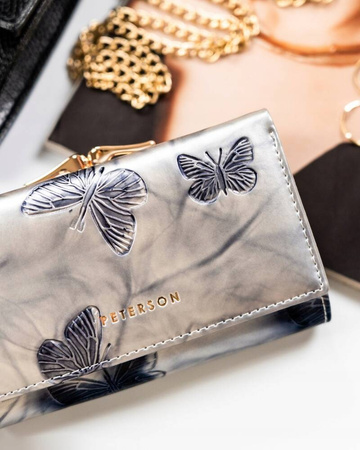 Elegante Damen Geldbörse aus Leder mit Bügelverschluss – Peterson