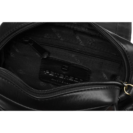 Schwarze Herren-Umhängetasche aus Leder mit Reißverschluss und Magnetverschluss – Peterson