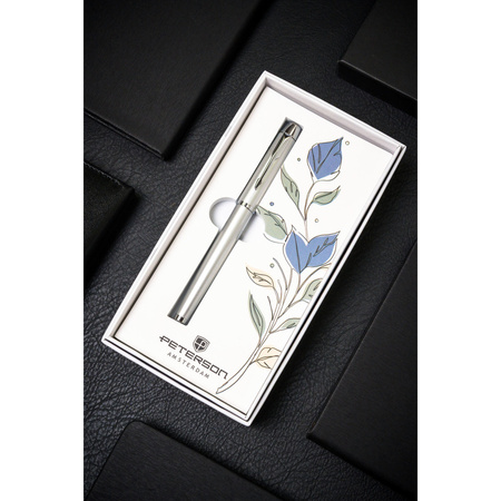 Metallkugelschreiber in Silber- und Grautönen mit schwarzer Mine - Peterson