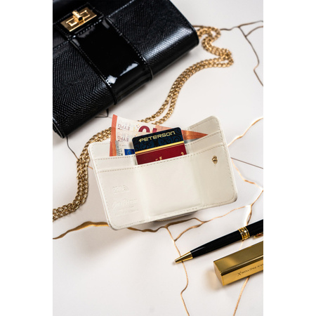 Weiße Damen Geldbörse aus Lackleder mit RFID – Peterson