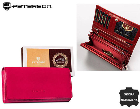 Große Damen Geldbörse aus Leder mit Druckknopfverschluss – Peterson