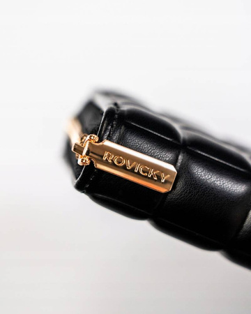 Große Damen-Geldbörse im Federmäppchen-Stil aus Öko-Leder in Schwarz – Rovicky