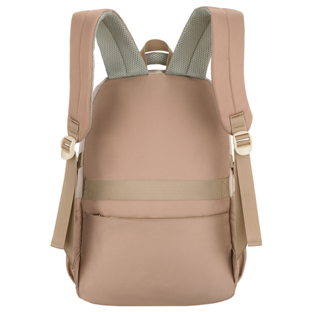 Praktischer Schulrucksack aus Polyester in Beige mit einer zusätzlichen Tasche und Platz für eine Trinkflasche - Peterson