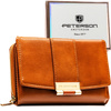Braune Damen-Geldbörse aus Öko-Leder mit Druckknopfverschluss - Peterson
