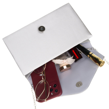 Silberne, kleine Damen-Clutch aus synthetischem Stoff - Rovicky